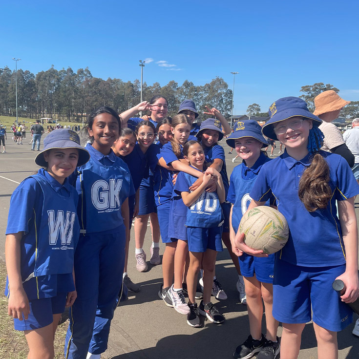 The Our Lady of Mount Carmel Primary School Wentworthville girls netball team